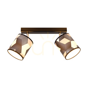 Espacio Ceiling Light, 2xE27, Max. 25W, Black Metal/Chrome Metal/Multicolored Wallpaper Lampshade, 52 cm small 1