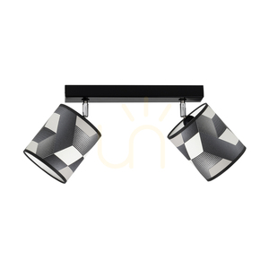 Espacio Ceiling Light, 2xE27, Max. 25W, Black Metal/Chrome Metal/Multicolored Wallpaper Lampshade, 52 cm small 2