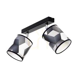 Espacio Ceiling Light, 2xE27, Max. 25W, Black Metal/Chrome Metal/Multicolored Wallpaper Lampshade, 52 cm small 3