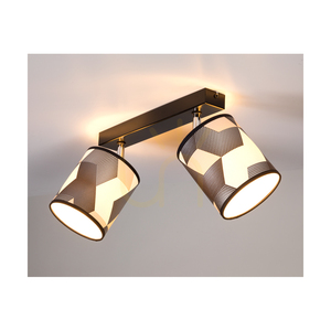 Espacio Ceiling Light, 2xE27, Max. 25W, Black Metal/Chrome Metal/Multicolored Wallpaper Lampshade, 52 cm small 5