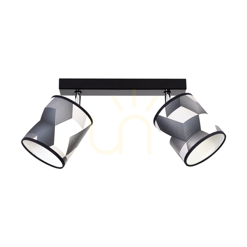 Check Espacio Ceiling Light, 2xE27, Max. 25W, Black Metal/Chrome Metal/Multicolored Wallpaper Lampshade, 52 cm