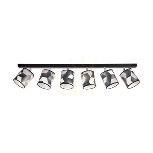 Espacio Ceiling Light 6xE27 Max. 25W Black Metal/Chrome Metal/Multicolored Wallpaper Lampshade 127 cm small 2