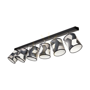 Espacio Ceiling Light 6xE27 Max. 25W Black Metal/Chrome Metal/Multicolored Wallpaper Lampshade 127 cm small 0