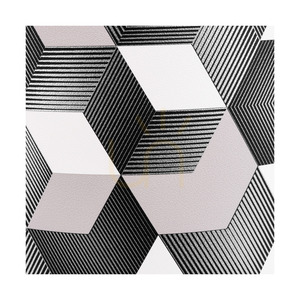 Espacio Ceiling Light, 4xE27, Max. 25W, White Metal/Multicolored Wallpaper Lampshade, Ø48 cm small 1
