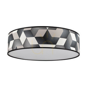 Espacio Ceiling Light, 4xE27, Max. 25W, White Metal/Multicolored Wallpaper Lampshade, Ø48 cm small 0