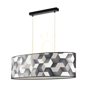 Espacio Pendant Light, 2xE27, Max. 40W, Black Metal/Transparent PVC Cable/Multicolored Wallpaper Lampshade, 80 cm small 0
