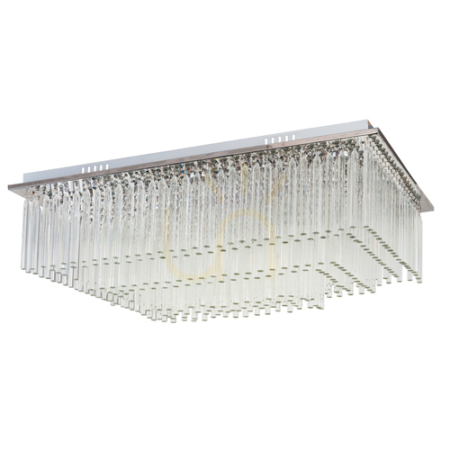Check Euphoria Ceiling Light, Includes 19 LEDs, 3000K, 57W, Chrome Metal/Transparent Crystals, 80 cm