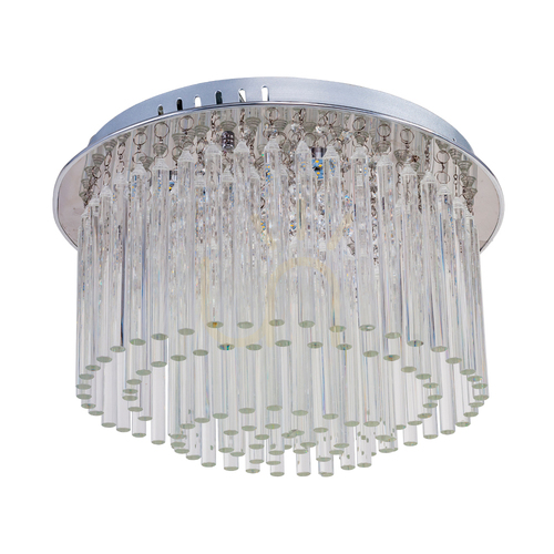 Check Euphoria Ceiling Light, Includes 6x LED 3000K 18W, Chrome Metal/Transparent Crystals, Ø40 cm