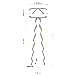 Finja Floor Lamp, 1xE27, Max. 60W, Oiled Oak/Anthracite, Braided Cable/Black, Lampshade Ø52 cm small 4
