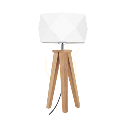Check Finja Table Lamp, 1xE27, Max. 60W, Oiled Oak/Anthracite, Braided Cable/White, Lampshade Ø29 cm