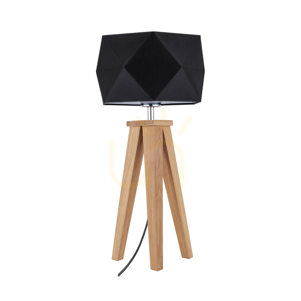 Finja Table Lamp, 1xE27, Max. 60W, Oiled Oak/Anthracite, Braided Cable/Black, Lampshade Ø29 cm
