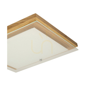 Spot Light Finn 4022974 LED ceiling light, oiled oak and white glass, 29 × 29 cm, 2700 K small 2