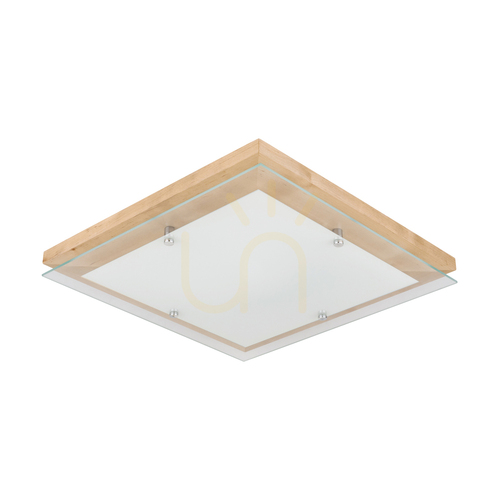 Check Finn Ceiling Light, 1xLED, 2700K, 24W, Birch/Chrome Metal/White Glass, 40 cm