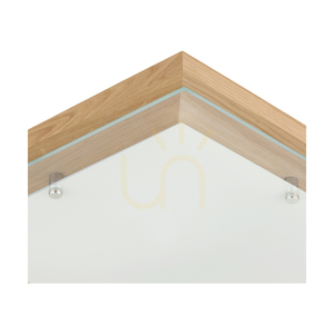 Finn Ceiling Light, 1xLED, 2700K, 24W, Oiled Oak/Chrome Metal/White Glass, 40 cm small 1