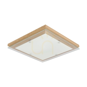 Finn Ceiling Light, 1xLED, 2700K, 24W, Oiled Oak/Chrome Metal/White Glass, 40 cm small 0