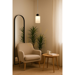 Flores Pendant Light, 1xE27, Max. 60W, Black Metal/Transparent PVC Cable/White Glass Shade with Floral Pattern, Ø10 cm small 2