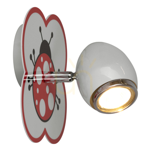 Fly Wall Sconce 1xGU10 Max 50W White/Chrome Metal with Ladybug Pattern 16 cm small 1