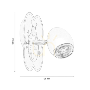 Fly Wall Sconce 1xGU10 Max 50W White/Chrome Metal with Ladybug Pattern 16 cm small 4