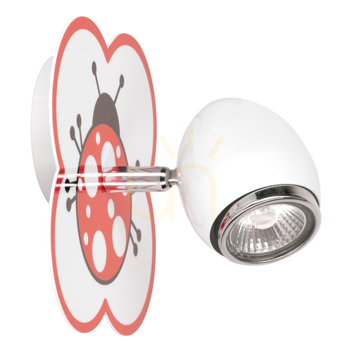 Check Fly Wall Sconce 1xGU10 Max 50W White/Chrome Metal with Ladybug Pattern 16 cm