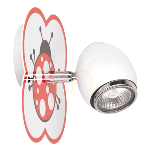 Fly Wall Sconce 1xGU10 Max 50W White/Chrome Metal with Ladybug Pattern 16 cm small 0