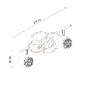 Fly Ceiling Light, 2xGU10, Max. 50W, White/Chrome Metal with Ladybug Pattern, 33.5 cm small 2