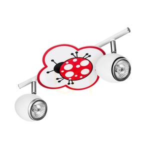 Fly Ceiling Light, 2xGU10, Max. 50W, White/Chrome Metal with Ladybug Pattern, 33.5 cm small 0