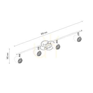 Fly 4xGU10 Ceiling Light, Max. 50W, White/Chrome Metal with Ladybug Pattern, 81 cm small 2