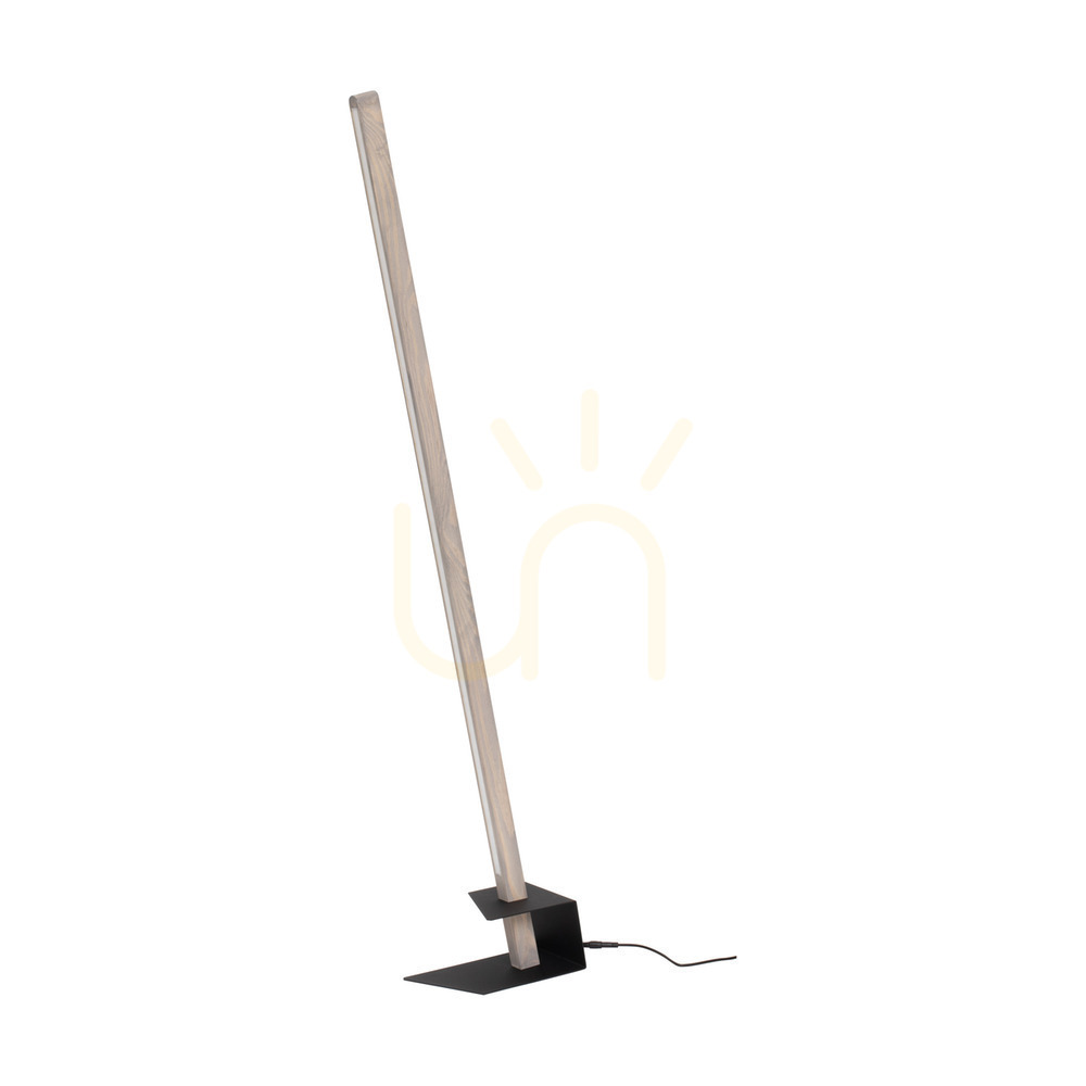 Forestier Floor Lamp, 1xLED, 3000K, 18W, Gray-Stained Pine, Black Metal, Black PVC Cable (40 cm)