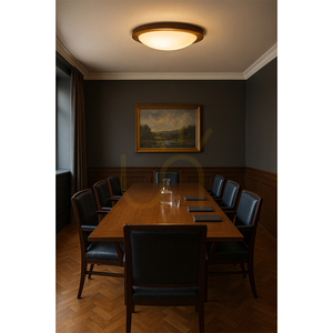 Frida Ceiling Light, 1xLED, 2700K, 18W, Beech and Walnut Wood / White Glass Shade, Ø45 cm small 2