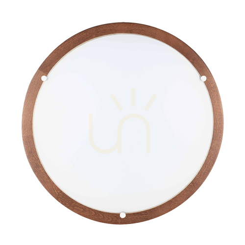 Check Frida Ceiling Light, 1xLED, 2700K, 18W, Beech and Walnut Wood / White Glass Shade, Ø45 cm