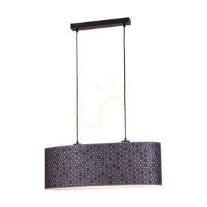 Galance Pendant Light, 2xE27, Max. 40W, Black Metal/Black Braided Cable/Black and Gold Wallpaper Lampshade, 70 cm small 3