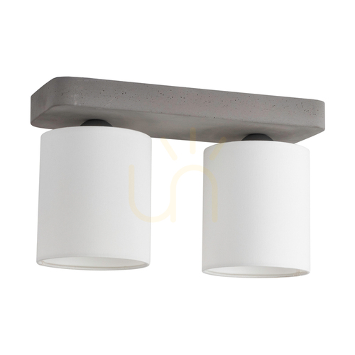 Check Gentle Ceiling Light, 2xE27, Max. 25W, Concrete Gray/Black Metal/White, 35 cm Lampshade