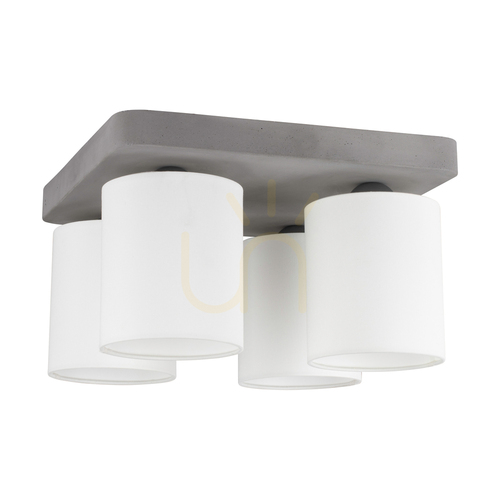 Check Gentle Ceiling Light, 4xE27, Max. 25W, Concrete Gray/Black Metal/White, 34 cm Lampshade