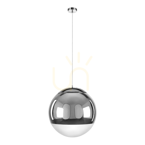 Check Gino Pendant Light, 1xE27, Max. 60W, Chrome Metal/Chrome-Plated Glass, Ø50 cm