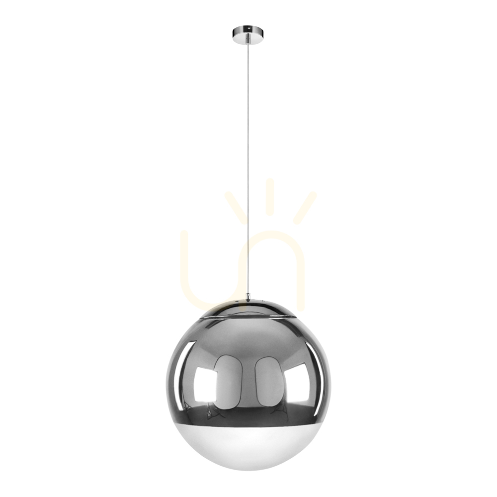 Gino Pendant Light, 1xE27, Max. 60W, Chrome Metal/Chrome-Plated Glass, Ø50 cm