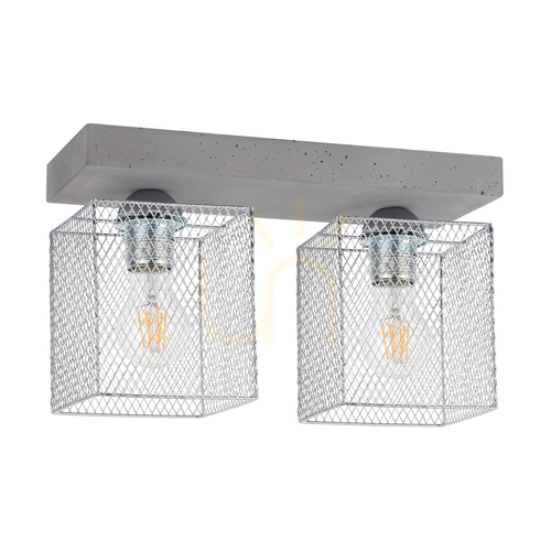 Check Gittan Ceiling Light, 2xE27, Max. 60W, Concrete Gray/Chrome-Plated Metal Shade, 35 cm