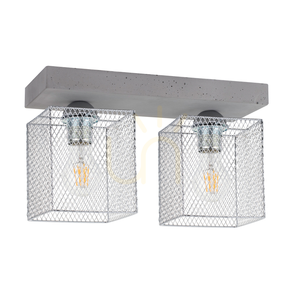 Gittan Ceiling Light, 2xE27, Max. 60W, Concrete Gray/Chrome-Plated Metal Shade, 35 cm