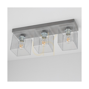Gittan Ceiling Light, 3xE27, Max. 60W, Concrete Gray/Chrome-Plated Metal Shade, 55 cm small 1
