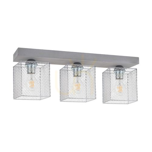 Check Gittan Ceiling Light, 3xE27, Max. 60W, Concrete Gray/Chrome-Plated Metal Shade, 55 cm