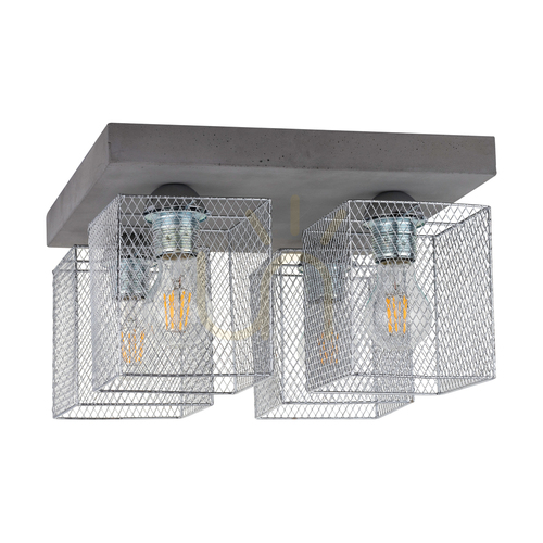 Check Gittan Ceiling Light, 4xE27, Max. 60W, Concrete Gray/Chrome-Plated Metal Shade, 34 cm