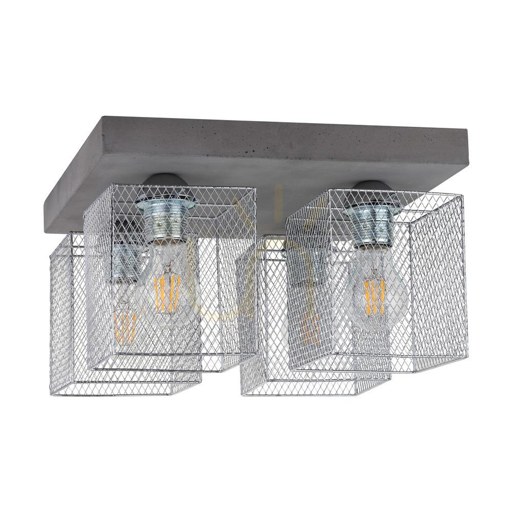 Gittan Ceiling Light, 4xE27, Max. 60W, Concrete Gray/Chrome-Plated Metal Shade, 34 cm