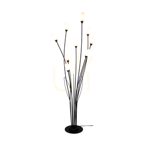Gloriosa Floor Lamp, 9xG9, Max. 6W LED, Black Metal/Black PVC Cable/White Glass Shade, Ø60 cm small 1