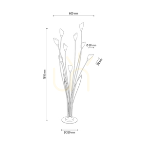 Gloriosa Floor Lamp, 9xG9, Max. 6W LED, Black Metal/Black PVC Cable/White Glass Shade, Ø60 cm small 3