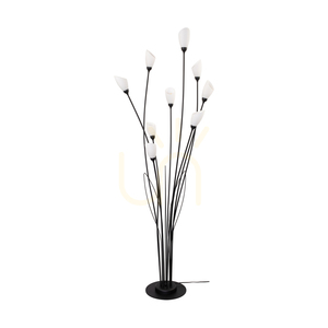 Gloriosa Floor Lamp, 9xG9, Max. 6W LED, Black Metal/Black PVC Cable/White Glass Shade, Ø60 cm small 0