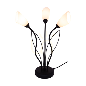 Gloriosa Table Lamp, 3xG9, Max. 6W LED, Black Metal/Black PVC Cable/White Glass Shade, Ø40 cm small 1