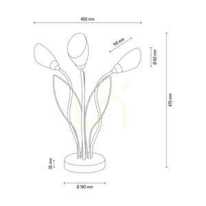Gloriosa Table Lamp, 3xG9, Max. 6W LED, Black Metal/Black PVC Cable/White Glass Shade, Ø40 cm small 3