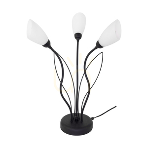 Gloriosa Table Lamp, 3xG9, Max. 6W LED, Black Metal/Black PVC Cable/White Glass Shade, Ø40 cm small 0