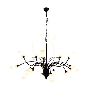 Gloriosa Pendant Light, 15xG9, Max. 6W LED, Black Metal/Black PVC Cable/White Glass Shade, Ø108 cm small 1
