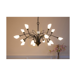 Gloriosa Pendant Light, 15xG9, Max. 6W LED, Black Metal/Black PVC Cable/White Glass Shade, Ø108 cm small 2
