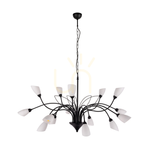 Gloriosa Pendant Light, 15xG9, Max. 6W LED, Black Metal/Black PVC Cable/White Glass Shade, Ø108 cm small 0
